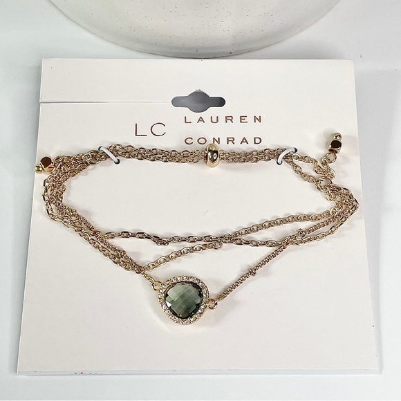 NWT LC Lauren Conrad gold and black gem triple layered bracelet - Picture 1 of 5